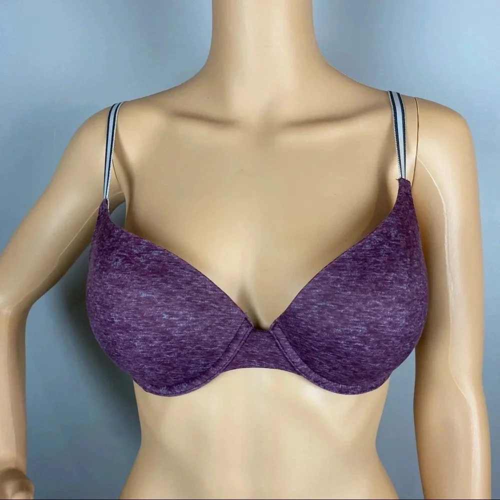 Victoria's Secret PINK 32DD Wear Everywhere Push-up bra Wired Heathered Burgundy